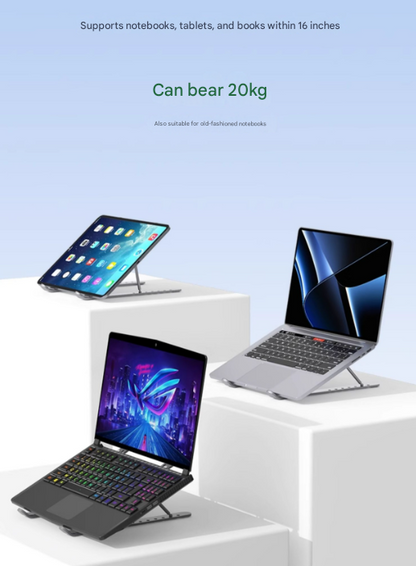 Black Adjustable Aluminum Laptop Stand with Detachable Cooling Fan - Portable Ergonomic Riser for Desk Tristar Online