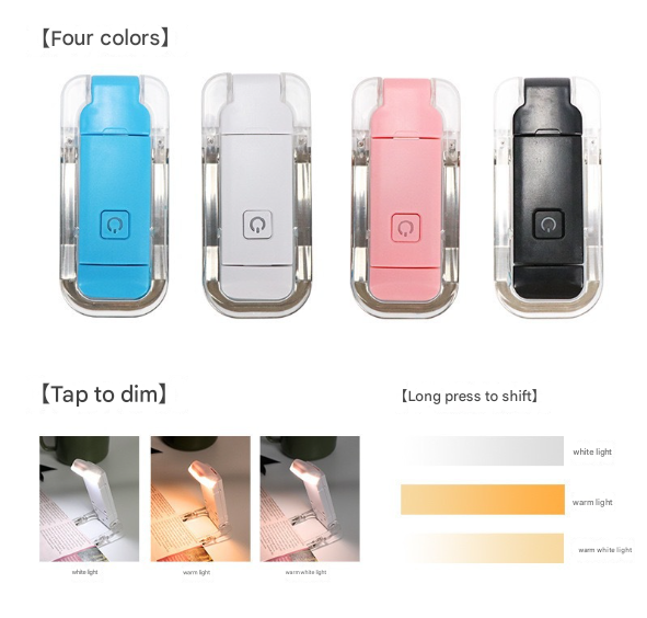 2 Pcs White USB Rechargeable Clip-on LED Book Light - 3 Color Modes & Dimmable Brightness for Eye-Caring Reading Tristar Online