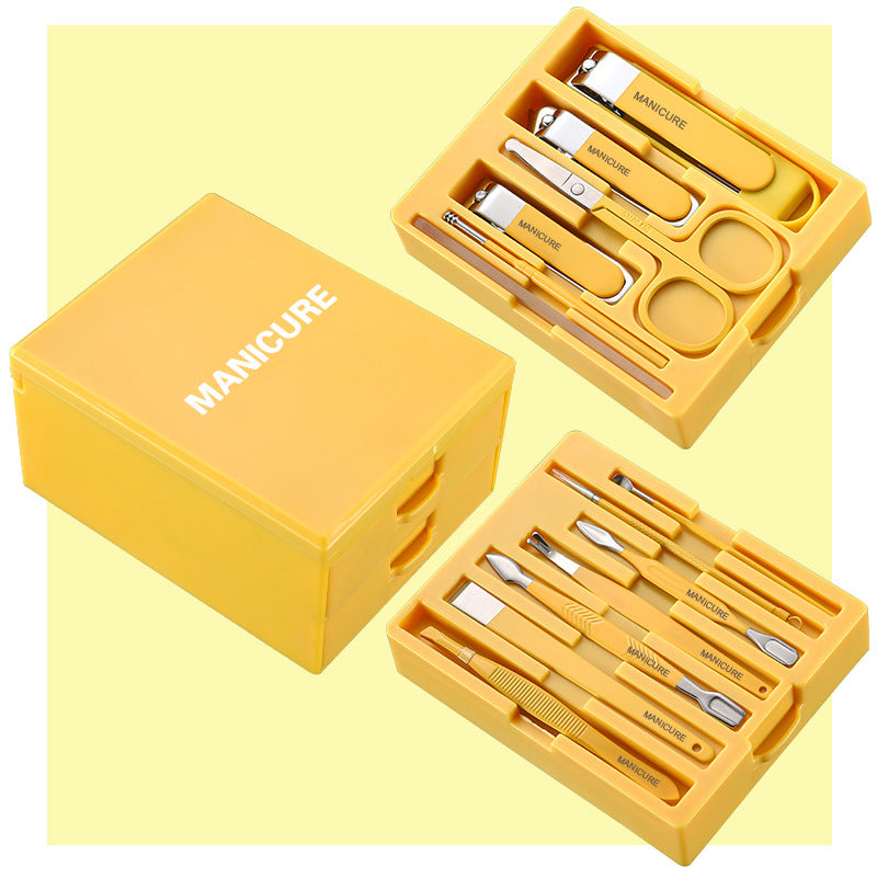 Yellow Premium 13-in-1 Manicure & Grooming Kit - Professional Carbon Steel Pedicure Set with Dual-Drawer Case & Mirror Tristar Online