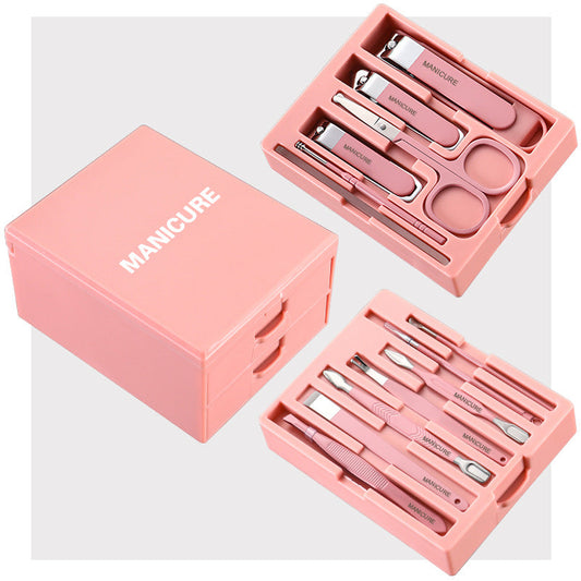 Pink Premium 13-in-1 Manicure & Grooming Kit - Professional Carbon Steel Pedicure Set with Dual-Drawer Case & Mirror Tristar Online