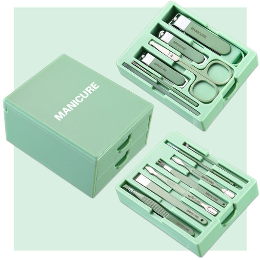 Green Premium 13-in-1 Manicure & Grooming Kit - Professional Carbon Steel Pedicure Set with Dual-Drawer Case & Mirror Tristar Online