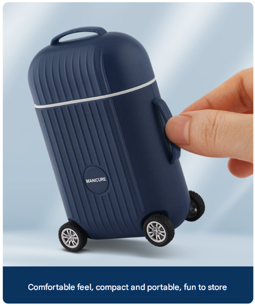 Dark Blue Mini Suitcase Manicure Set - 8-Piece Portable Grooming & Nail Care Travel Kit Tristar Online