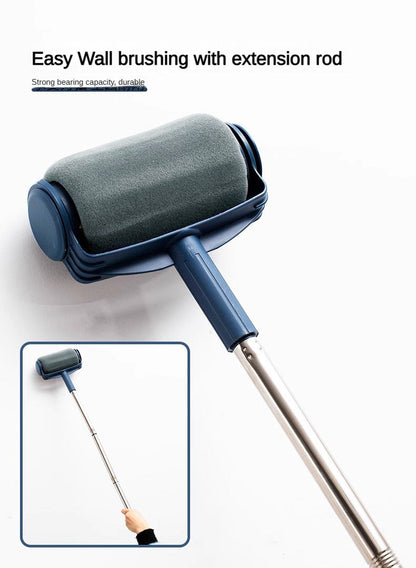 Dark Blue and Grey Pro Refillable Paint Roller Set with Extension Pole - No-Drip Easy Fill Wall Painting Tool Kit Tristar Online