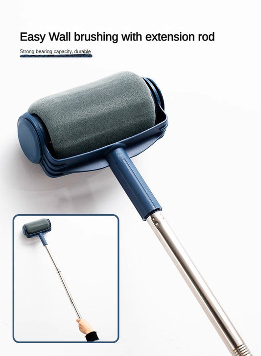 Dark Blue and Grey Pro Refillable Paint Roller Set with Extension Pole - No-Drip Easy Fill Wall Painting Tool Kit Tristar Online