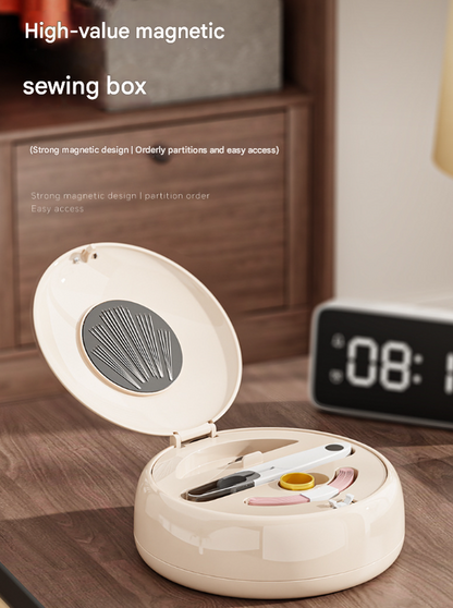 White Modern Compact Sewing Kit Organizer - All-in-One with Magnetic Needle Case Tristar Online