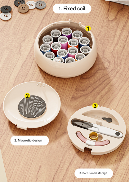 White Modern Compact Sewing Kit Organizer - All-in-One with Magnetic Needle Case Tristar Online
