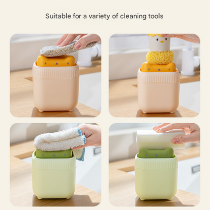 2 Pcs ( Green + Yellow ) Cute Cat Press-to-Dispense Soap Pump & Sponge Caddy for Kitchen Sink Tristar Online