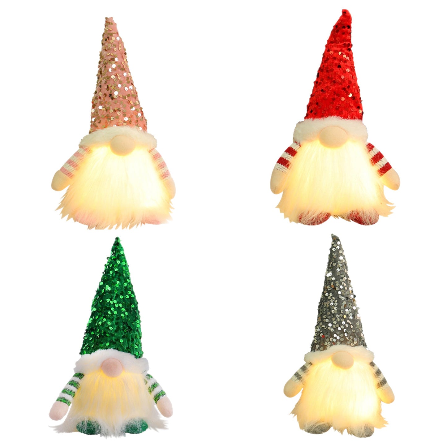 2 Pcs Pink Charming Light-Up Christmas Gnome - Festive Nordic Plush Holiday Decoration Tristar Online