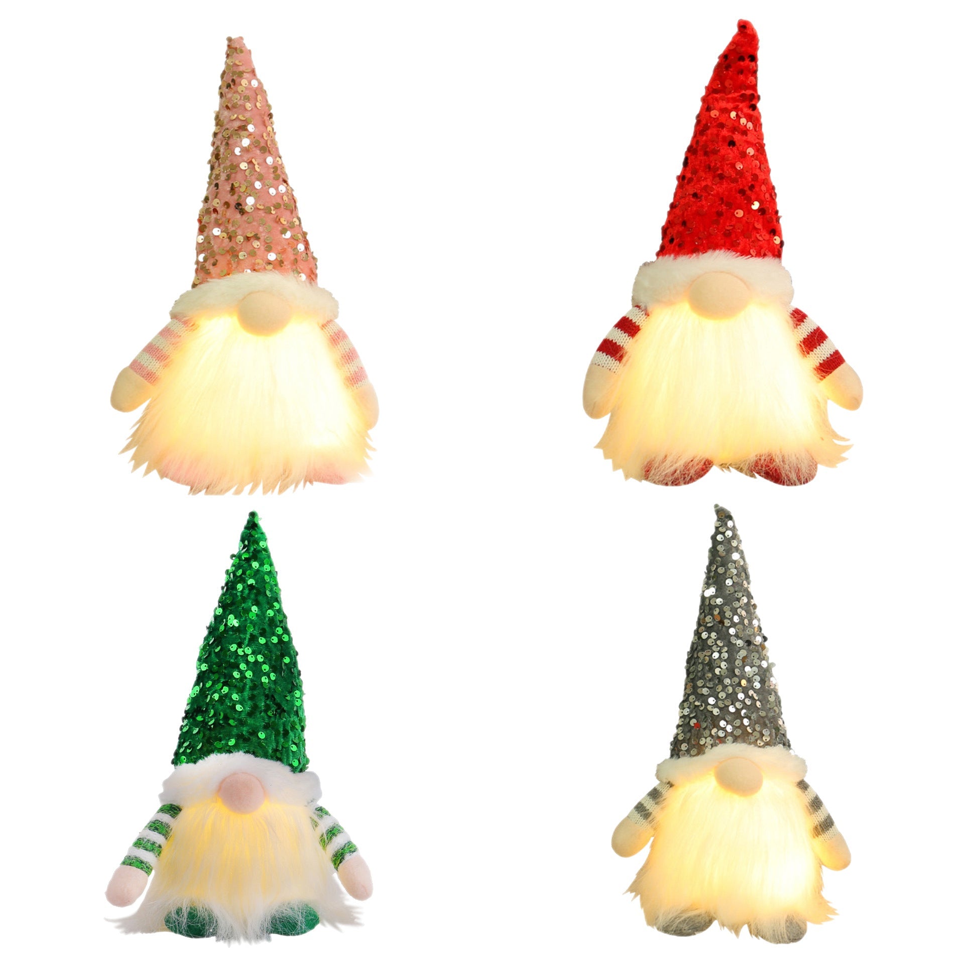 2 Pcs Pink Charming Light-Up Christmas Gnome - Festive Nordic Plush Holiday Decoration Tristar Online