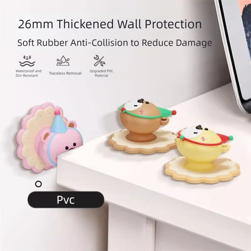 4 Pcs Brown Adorable Bear Wall Protector - Multi-Use Self-Adhesive Door Stopper Bumper Tristar Online