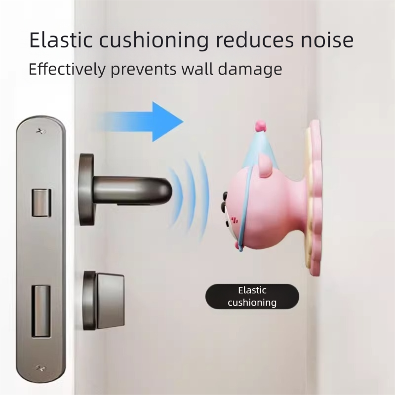 4 Pcs Pink Adorable Bear Wall Protector - Multi-Use Self-Adhesive Door Stopper Bumper Tristar Online