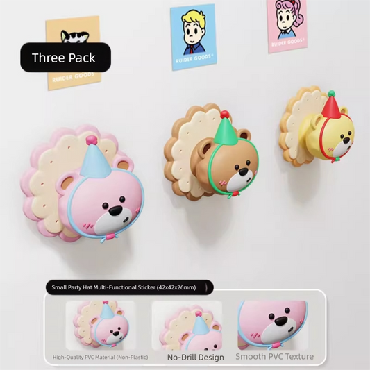 3 Pcs (Pink + Brown + Yellow) Adorable Bear Wall Protector - Multi-Use Self-Adhesive Door Stopper Bumper Tristar Online