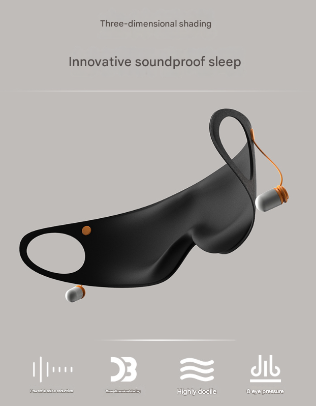 Grey 2-in-1 Blackout Sleep Mask with Integrated Noise Reducing Earplugs for Undisturbed Rest Tristar Online