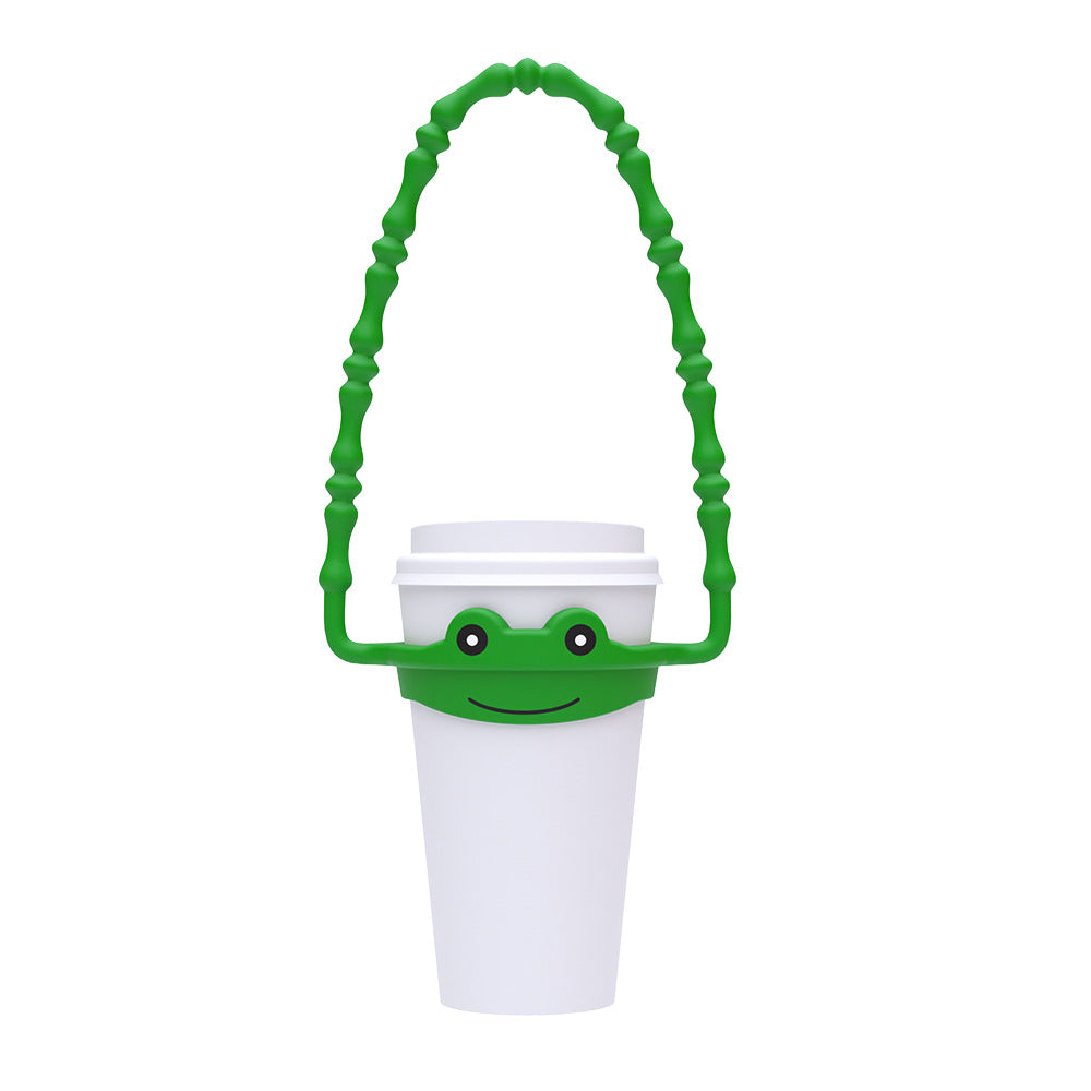 2 Pcs Green Frog Adorable Animal Silicone Cup Carrier - Portable Reusable Handle for Water Cup(cup not included) Tristar Online