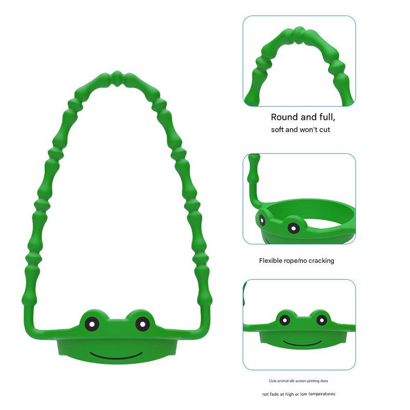 2 Pcs Green Frog Adorable Animal Silicone Cup Carrier - Portable Reusable Handle for Water Cup(cup not included) Tristar Online