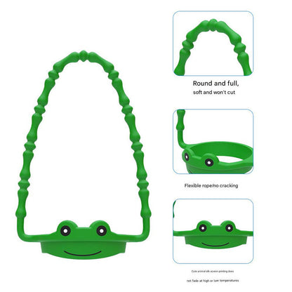 2 Pcs Green Frog Adorable Animal Silicone Cup Carrier - Portable Reusable Handle for Water Cup(cup not included) Tristar Online