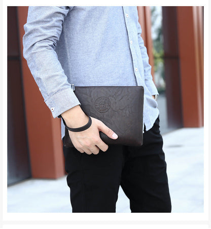 Black Classic Men's PU Leather Clutch Bag - Slim Business Wristlet & Travel Pouch Tristar Online