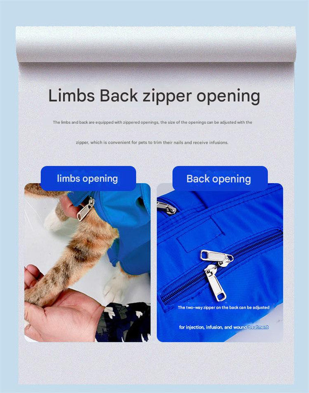 Size L Blue Multi-Functional Cat Grooming Bag - Anti-Scratch Restraint Pouch for Nail Trimming and Vet Visits Tristar Online