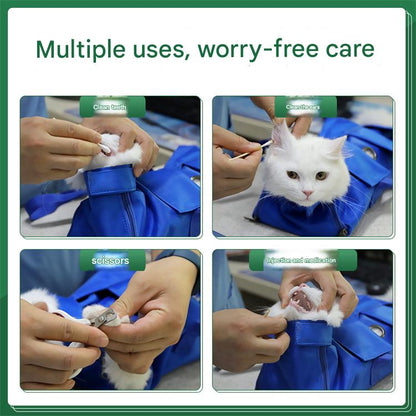Size L Green Multi-Functional Cat Grooming Bag - Anti-Scratch Restraint Pouch for Nail Trimming and Vet Visits Tristar Online