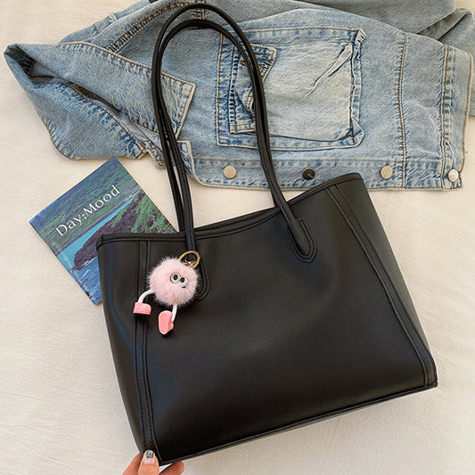 Black Chic Large Capacity Tote Bag - PU Leather Commuter Shoulder Handbag for Women Tristar Online