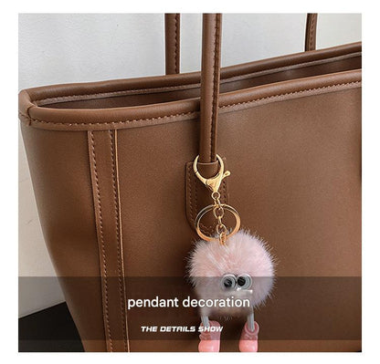 Beige and Brown Chic Large Capacity Tote Bag - PU Leather Commuter Shoulder Handbag for Women Tristar Online