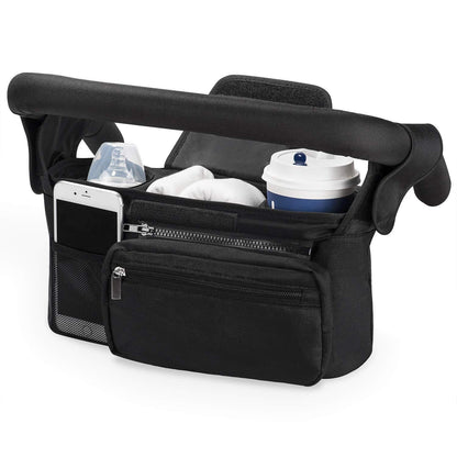 Black Universal Stroller Organiser Caddy with Insulated Cup Holders and Detachable Wristlet Tristar Online