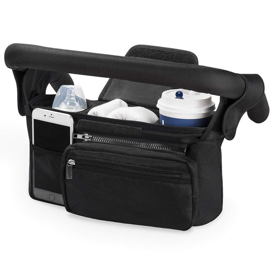 Black Universal Stroller Organiser Caddy with Insulated Cup Holders and Detachable Wristlet Tristar Online