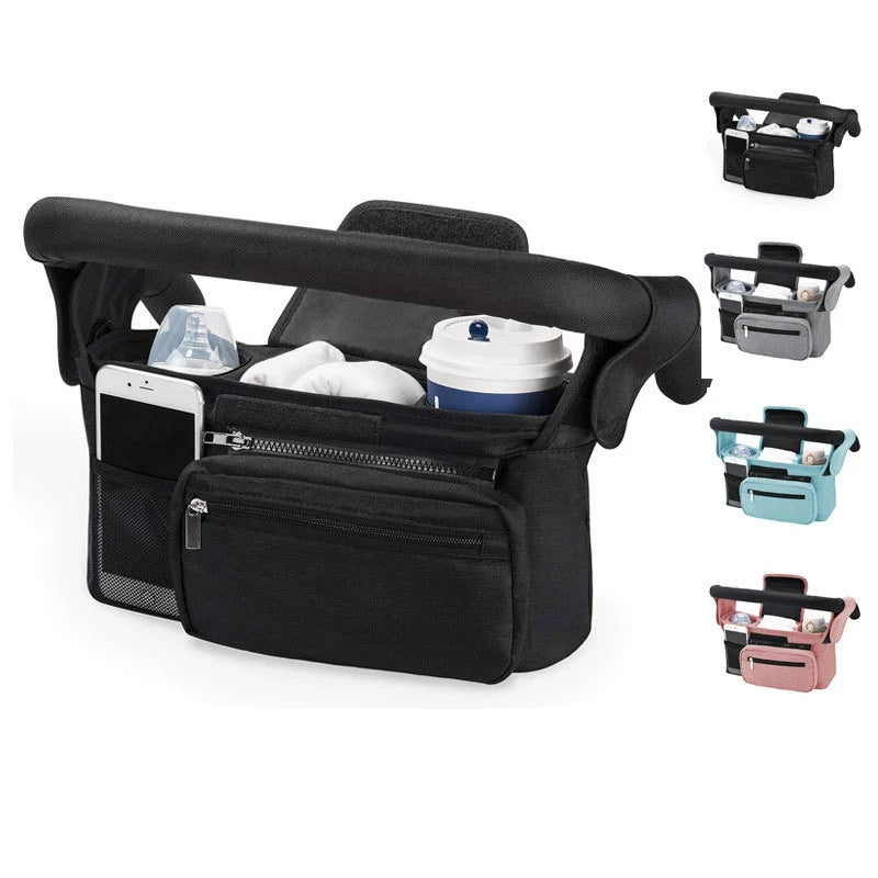 Black Universal Stroller Organiser Caddy with Insulated Cup Holders and Detachable Wristlet Tristar Online