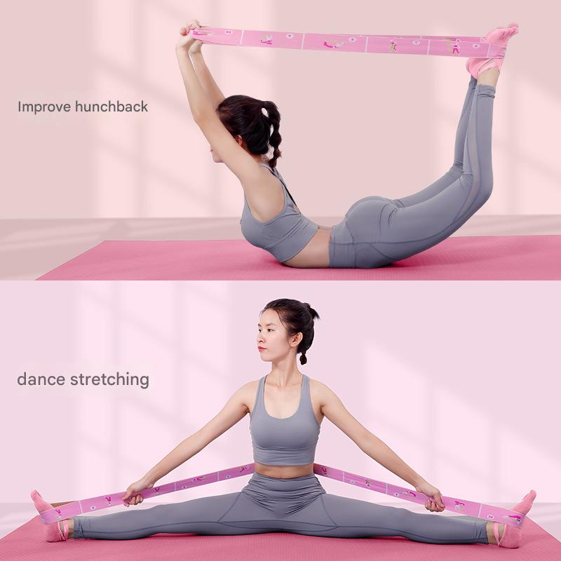Pink Instructional Yoga Stretch Strap with Embroidered Pose Guide - 11-Loop Flexibility Band Tristar Online