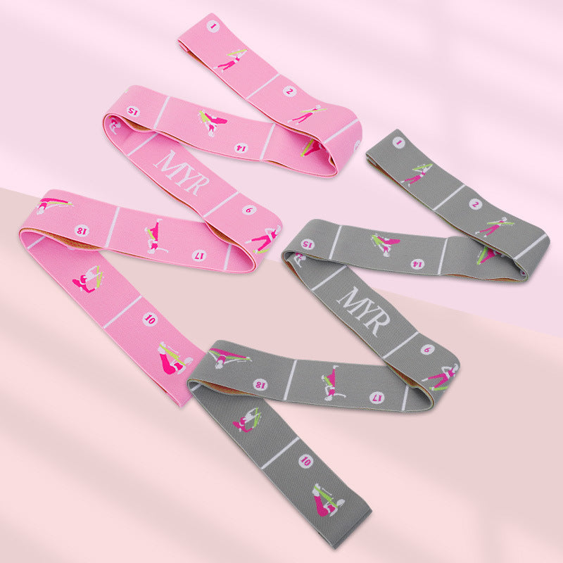 Pink Instructional Yoga Stretch Strap with Embroidered Pose Guide - 11-Loop Flexibility Band Tristar Online