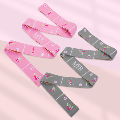 Pink Instructional Yoga Stretch Strap with Embroidered Pose Guide - 11-Loop Flexibility Band Tristar Online