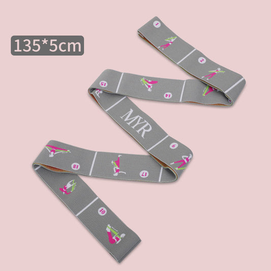 Grey Instructional Yoga Stretch Strap with Embroidered Pose Guide - 11-Loop Flexibility Band Tristar Online
