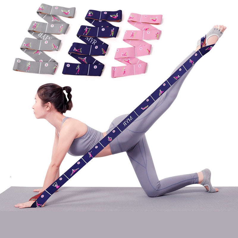Grey Instructional Yoga Stretch Strap with Embroidered Pose Guide - 11-Loop Flexibility Band Tristar Online