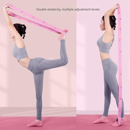 Grey Instructional Yoga Stretch Strap with Embroidered Pose Guide - 11-Loop Flexibility Band Tristar Online