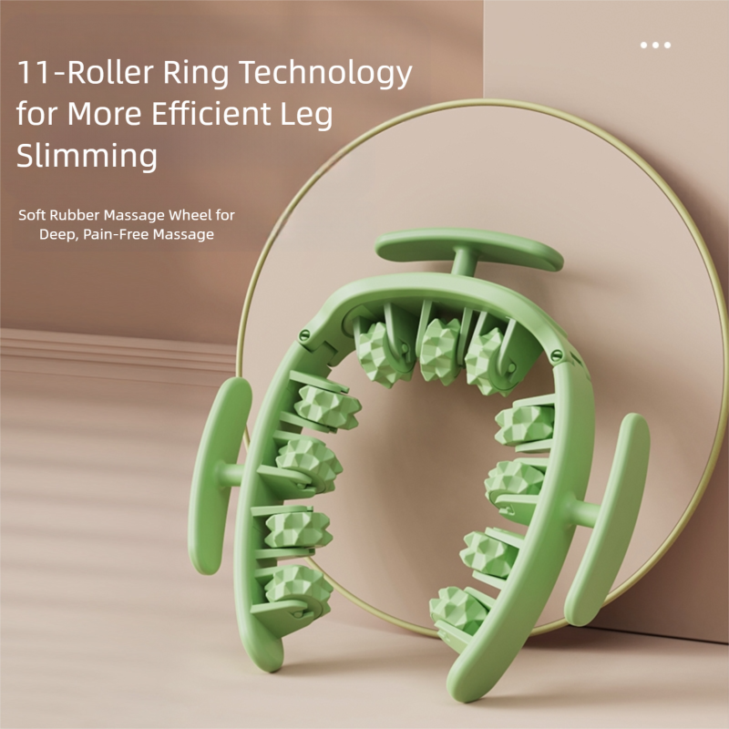 Green and White Removable Adjustable Wrap-Around Muscle Roller - 11-Wheel Deep Tissue Massager for Legs, Arms & Body Tristar Online
