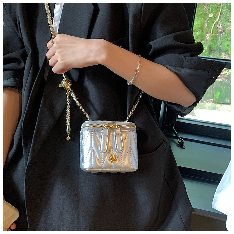 Silver Chic Quilted Mini Box Crossbody Bag - Luxury Style Chain Purse for Women Tristar Online