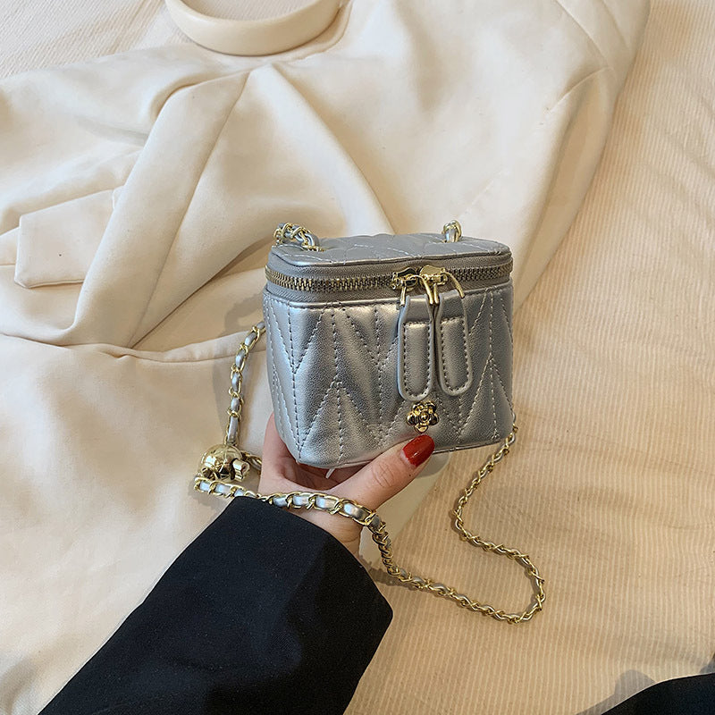 Silver Chic Quilted Mini Box Crossbody Bag - Luxury Style Chain Purse for Women Tristar Online