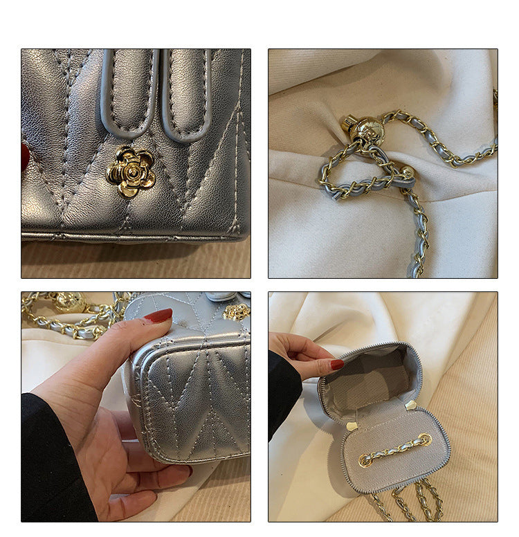 Silver Chic Quilted Mini Box Crossbody Bag - Luxury Style Chain Purse for Women Tristar Online