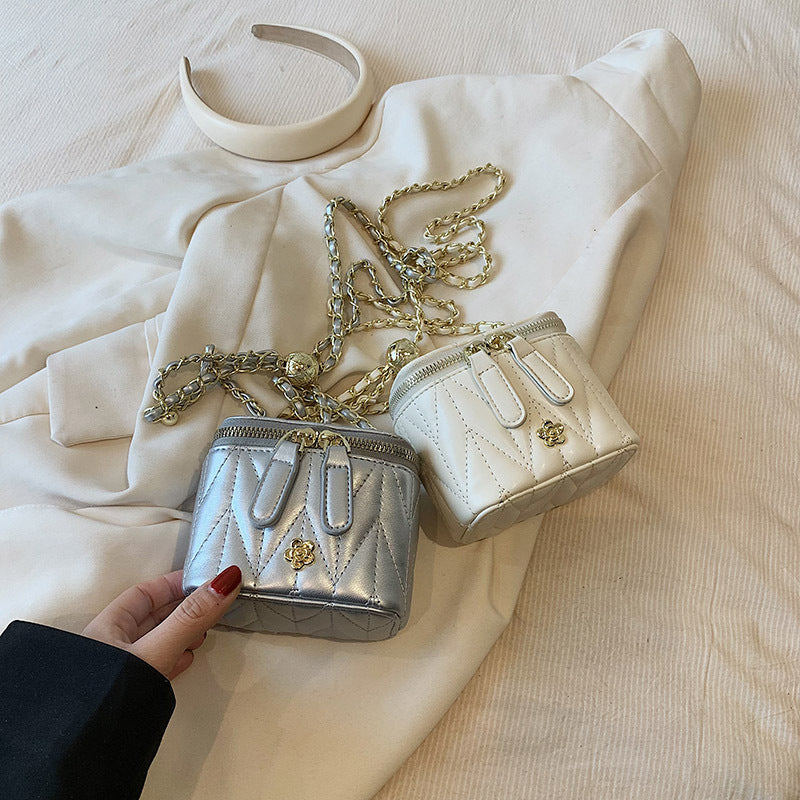 Silver Chic Quilted Mini Box Crossbody Bag - Luxury Style Chain Purse for Women Tristar Online