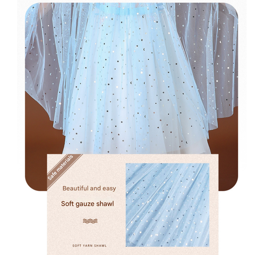 Pink Girls Rainbow Princess Costume Cape Set with Tiara Wand Gloves and Jewellery Sequin Star Tulle Cloak for Book Week and Dress Up Tristar Online