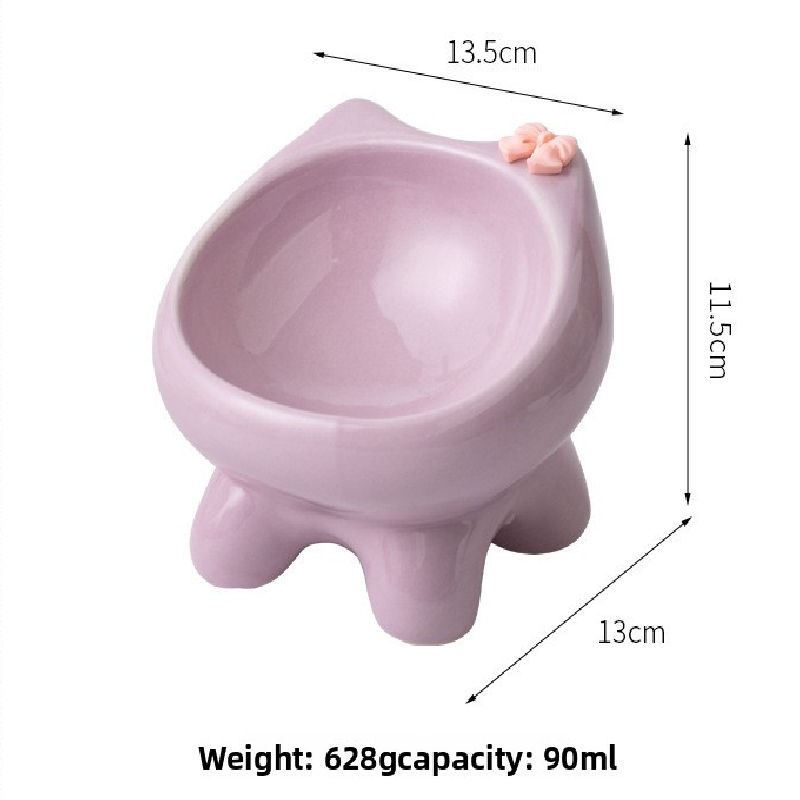 White Ceramic Elevated Cat Bowl Tilted Raised Pet Feeder with Anti-Slip Base Cute Design for Wet or Dry Food Ideal for Australian Pets Tristar Online