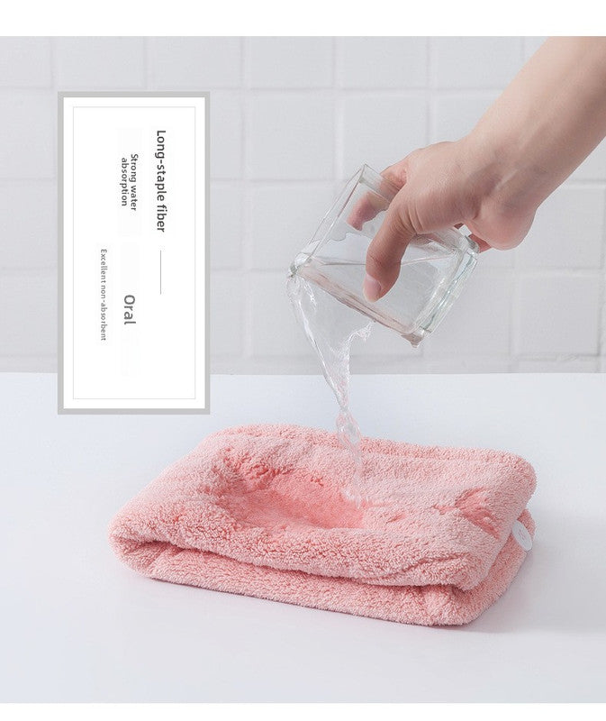 Soft Microfibre Hair Drying Towel Wrap - Super Absorbent Coral Fleece Turban with Secure Button - Quick Dry Bath Head Cap for Wet Hair & Spa - Crimson Tristar Online