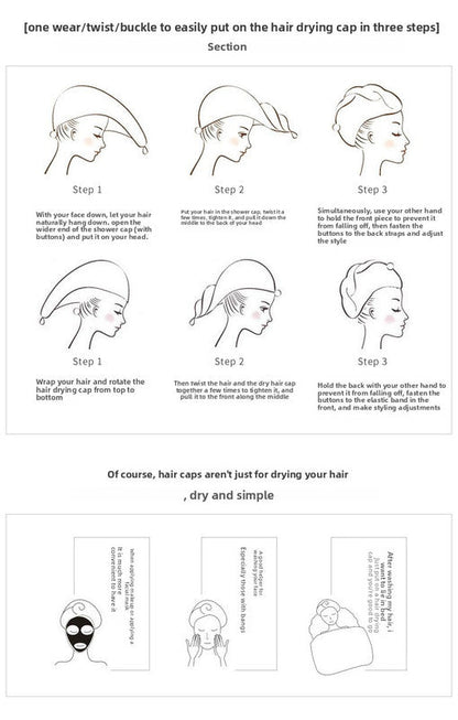 Soft Microfibre Hair Drying Towel Wrap - Super Absorbent Coral Fleece Turban with Secure Button - Quick Dry Bath Head Cap for Wet Hair & Spa - Crimson Tristar Online