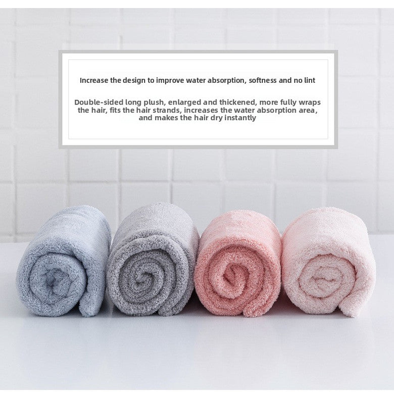 Soft Microfibre Hair Drying Towel Wrap - Super Absorbent Coral Fleece Turban with Secure Button - Quick Dry Bath Head Cap for Wet Hair & Spa - Light gray Tristar Online