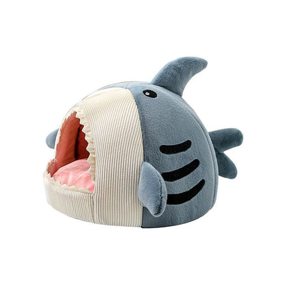 Novelty Shark Pet Cave Bed Enclosed Cozy Sleeping Nest for Cats and Small Dogs Soft Flannel Year Round Comfort Light Blue M Size Tristar Online