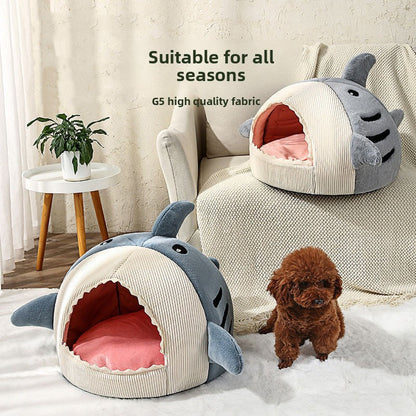 Novelty Shark Pet Cave Bed Enclosed Cozy Sleeping Nest for Cats and Small Dogs Soft Flannel Year Round Comfort Light Blue M Size Tristar Online