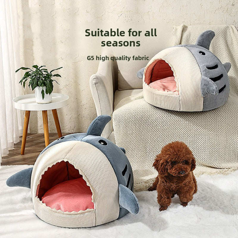 Novelty Shark Pet Cave Bed Enclosed Cozy Sleeping Nest for Cats and Small Dogs Soft Flannel Year Round Comfort Light Blue L Size Tristar Online