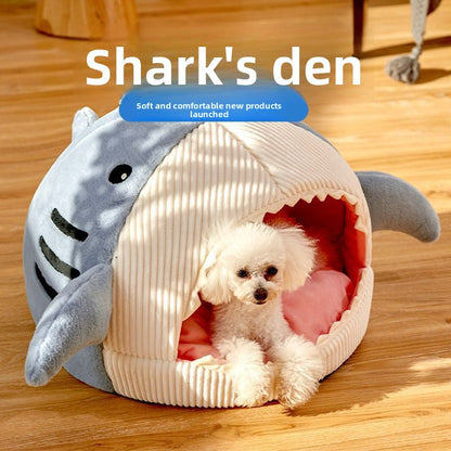 Novelty Shark Pet Cave Bed Enclosed Cozy Sleeping Nest for Cats and Small Dogs Soft Flannel Year Round Comfort Light Blue L Size Tristar Online
