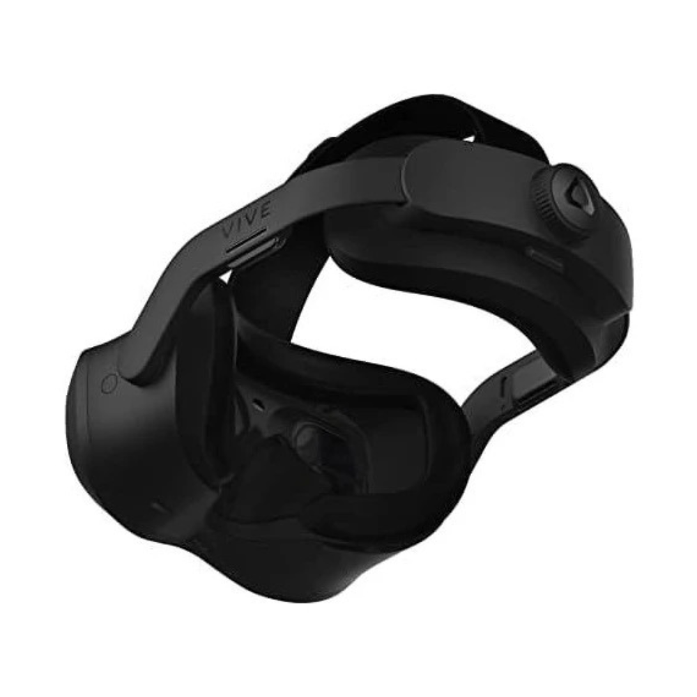 Front/top view of Focus 3 headset showing visor, strap and ergonomic padding