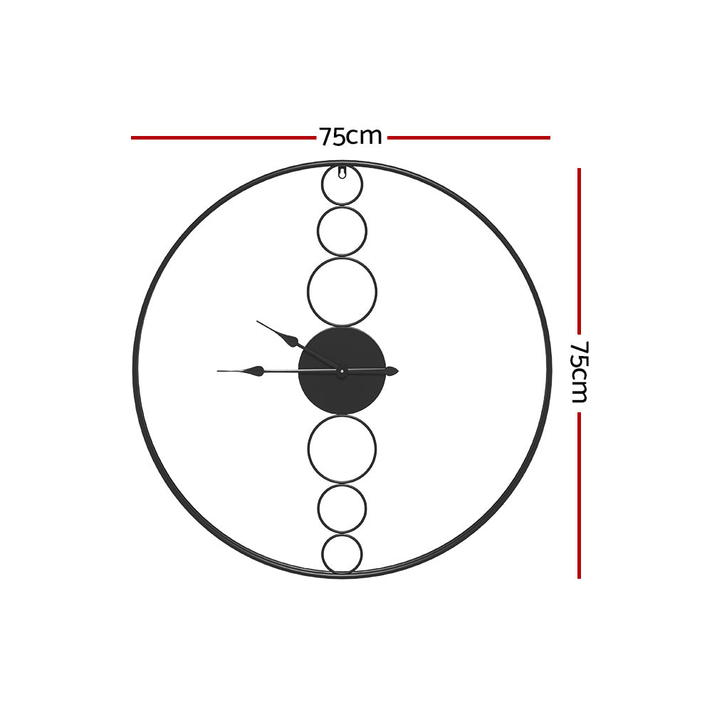 Artiss 75cm Wall Clock Large No Numeral Round Black Tristar Online